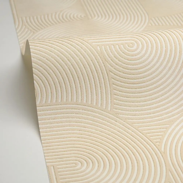 Caselio|Chic-Tapete mit beigen 3D-Kreisen|Tapeten