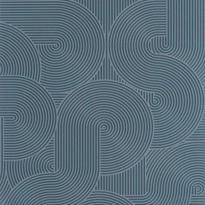 Caselio|Papel pintado para salón moderno azul, surcos y círculos 3D|Moderno