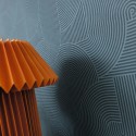 Caselio|Moderne Wohnzimmer-Tapete in Blau mit 3D-Rillen und Kreisen|Modern