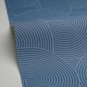 Caselio|Papel pintado para salón moderno azul, surcos y círculos 3D|Moderno