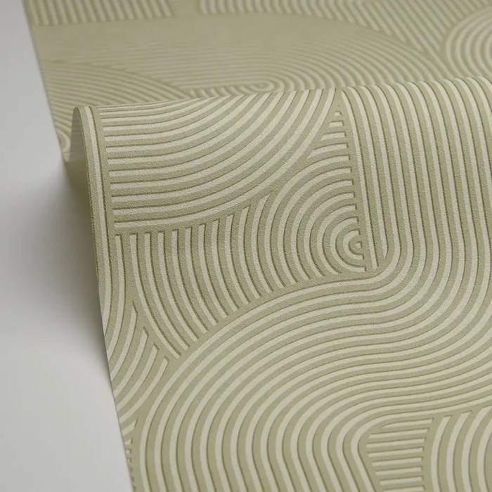 Papel pintado para dormitorio moderno verde con surcos 3D - Caselio Graphic 105517065