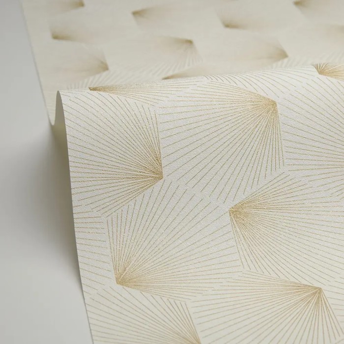 Caselio|Elegante beige-goldene Art-Déco-Tapete|Art Deco