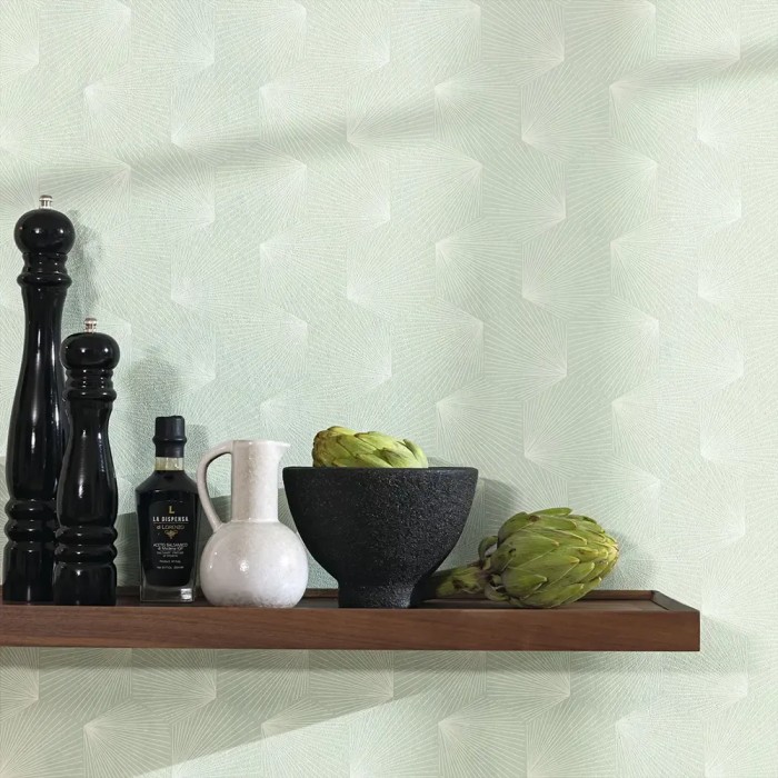 Caselio|Papel pintado moderno verde agua art déco|Minimalista