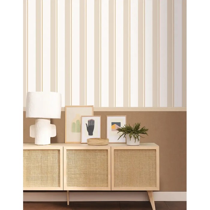 Caselio|Tapete skandinavische beige-goldene Streifen|Streifen