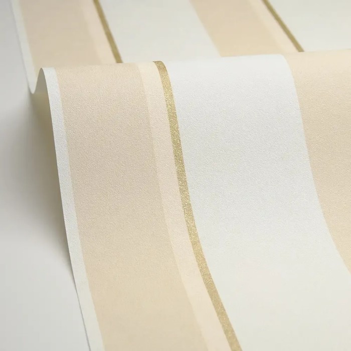 Caselio|Papier peint scandinave rayures beige et or métallisé|Rayures