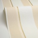 Caselio|Scandinavian beige and metallic gold striped wallpaper|Stripes