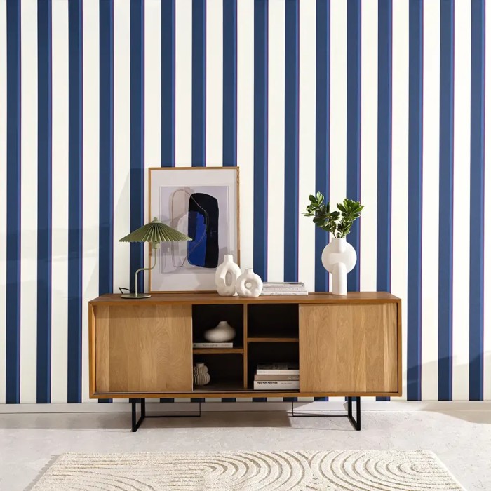 Caselio|Papier peint rayures bleues et violet|Rayures