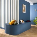 Caselio|Tapete blau-goldene metallische Streifen|Streifen