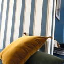 Caselio|Tapete blau-goldene metallische Streifen|Streifen