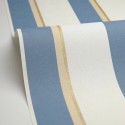 Caselio|Papel pintado rayas azules y dorado metalizado|Rayas