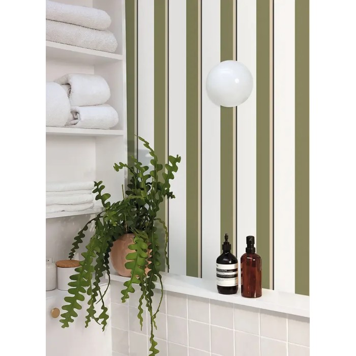Caselio|Tapete grüne Badezimmerstreifen|Streifen