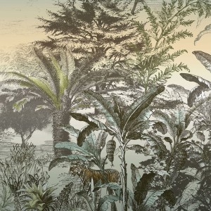 Casamance|Mural pared paisaje montañoso arte asiático marrón beige|Murales de Pared
