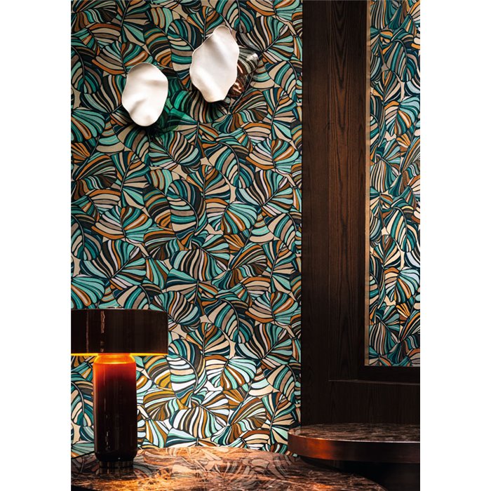 Casamance|Revêtements Muraux velours vert multicolore|Revêtements Muraux