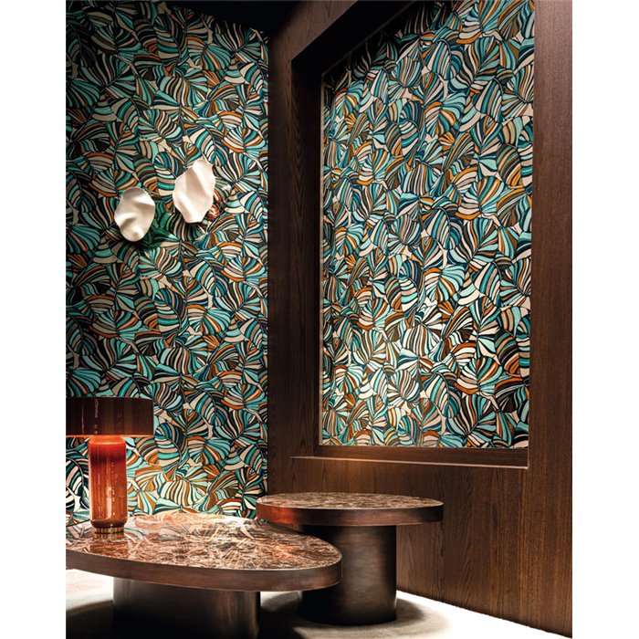 Casamance|Revestimiento pared aterciopelado verde multicolor|Revestimientos de Pared