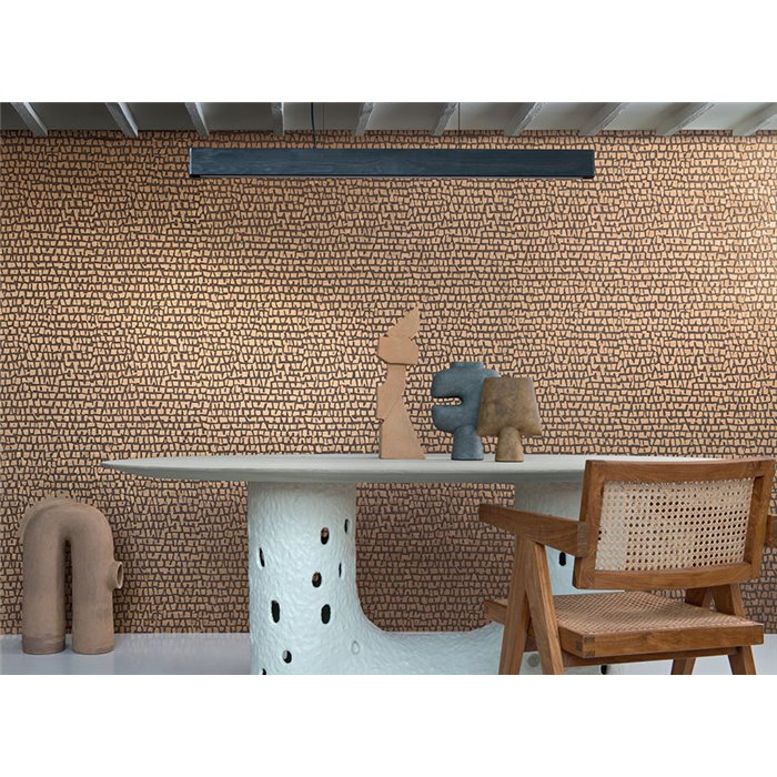 Casamance|Wallcovering linen metallic mosaic copper brown|Wall Coverings