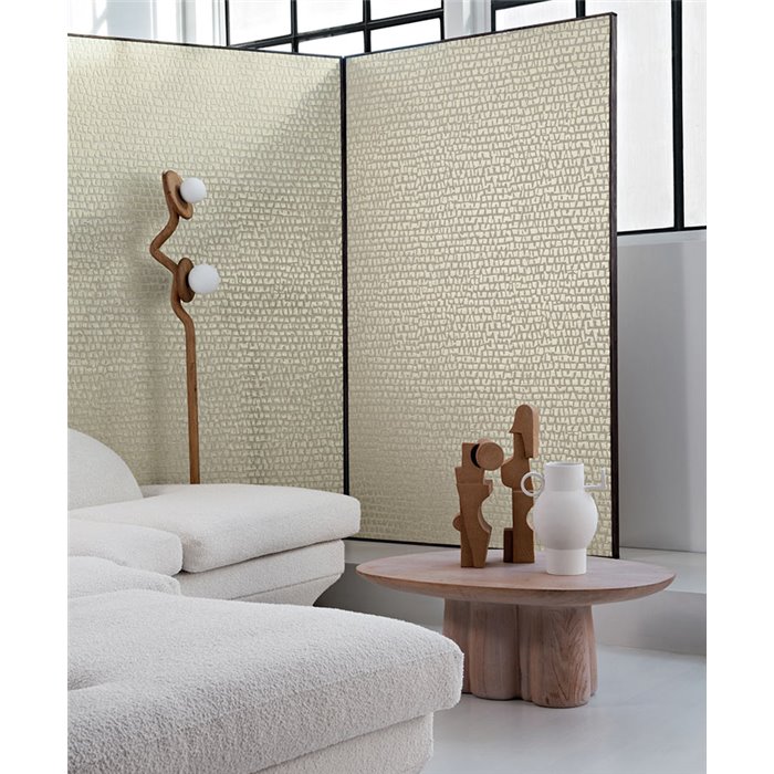 Revestimiento pared lino mosaico metalizado platino - Casamance Linora 71410444