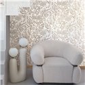 Casamance|Revestimiento pared lino patrón floral étnico beige blanco|Revestimientos de Pared