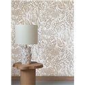Casamance|Revestimiento pared lino patrón floral étnico beige blanco|Revestimientos de Pared