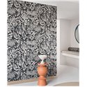 Casamance|Revestimiento pared lino patrón floral étnico beige negro|Revestimientos de Pared