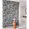Casamance|Revestimiento pared lino patrón floral étnico beige negro|Revestimientos de Pared