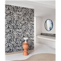 Casamance|Revestimiento pared lino patrón floral étnico beige negro|Revestimientos de Pared
