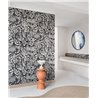 Casamance|Wallcovering linen ethnic floral pattern beige black|Wall Coverings