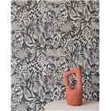 Casamance|Wallcovering linen ethnic floral pattern beige black|Wall Coverings