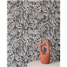 Casamance|Wallcovering linen ethnic floral pattern beige black|Wall Coverings