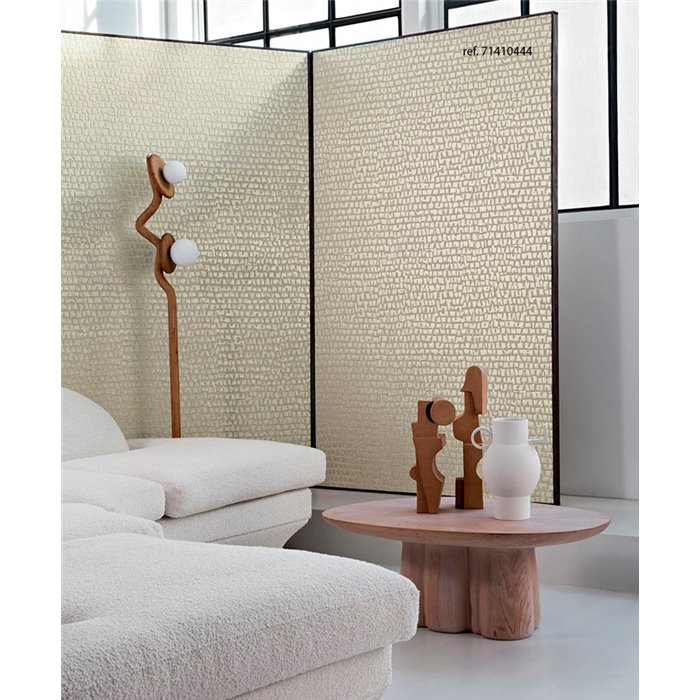 Casamance|Revêtements Muraux lin mosaïque métallisée gris platine|Revêtements Muraux