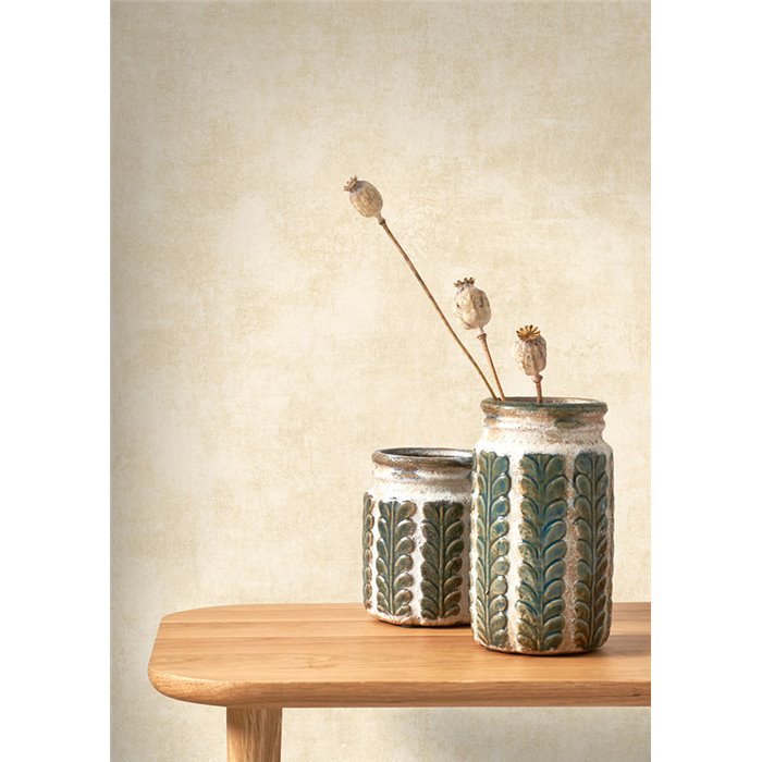 Casadeco|Tapete mit Steineffekt und Patina in Creme|Tapeten