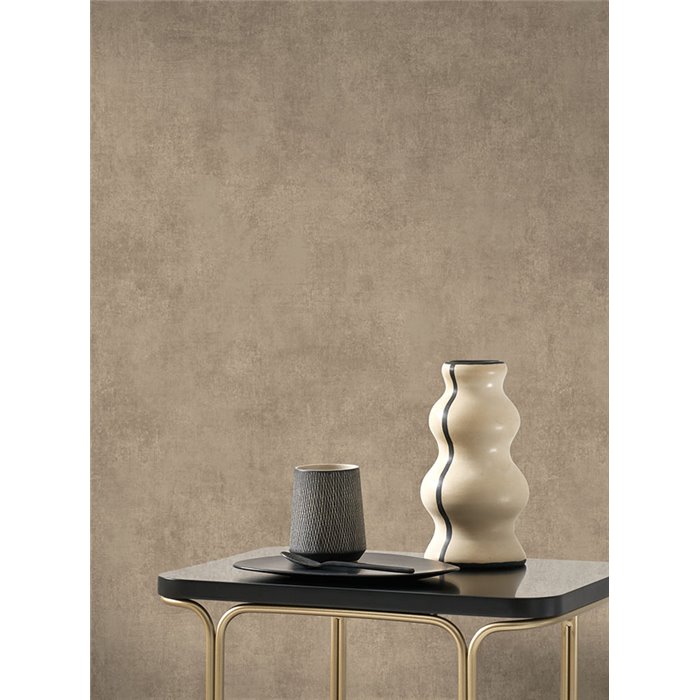 Casadeco|Plain wallpaper with patina or distressed effect in glazed brown|Wallpaper