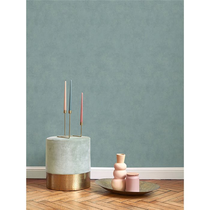 Casadeco|Papel pintado estuco con efecto desgastado azul grisáceo|Papel Pintado