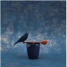 Casadeco|Stucco wallpaper with dark blue distressed effect|Wallpaper