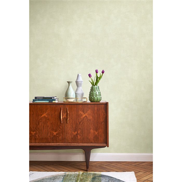 Casadeco|Papier peint stucco avec effet vieilli vert matcha|Papier Peint