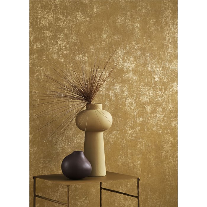 Casadeco|Tapete einfarbig mit Olivgrünem Stuckeffekt|Tapeten