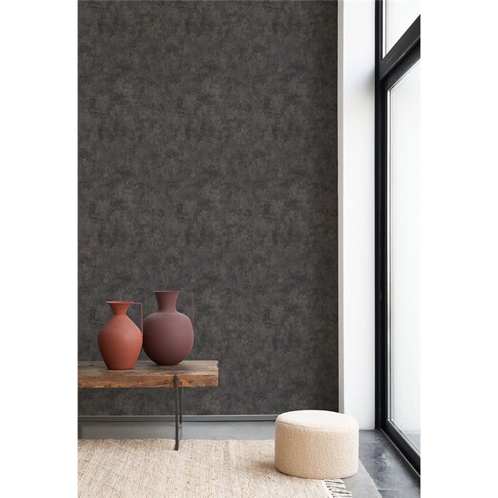 Casadeco|Plain wallpaper with black patina effect|Wallpaper