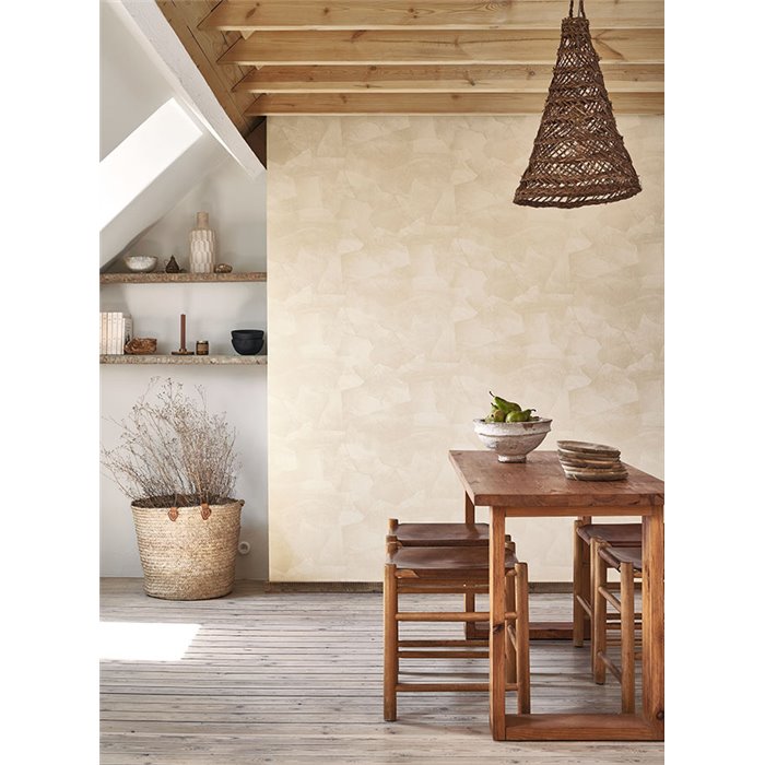 Casadeco|Papel pintado estuco efecto encalado beige|Papel Pintado