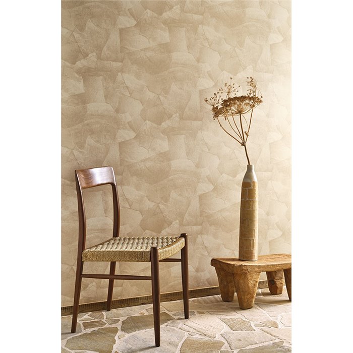 Casadeco|Tapete mit kalkartigem Effekt in geröstetem Beige, moderner rustikaler Stil|Stuckimitat