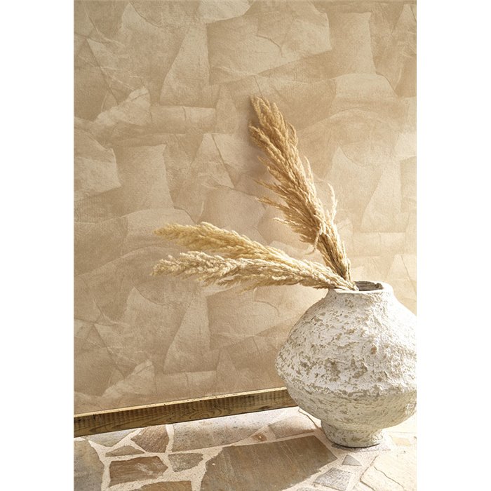 Casadeco|Tapete mit kalkartigem Effekt in geröstetem Beige, moderner rustikaler Stil|Stuckimitat