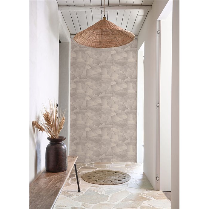 Casadeco|Beige-grey stucco wallpaper, modern rustic style|Wallpaper