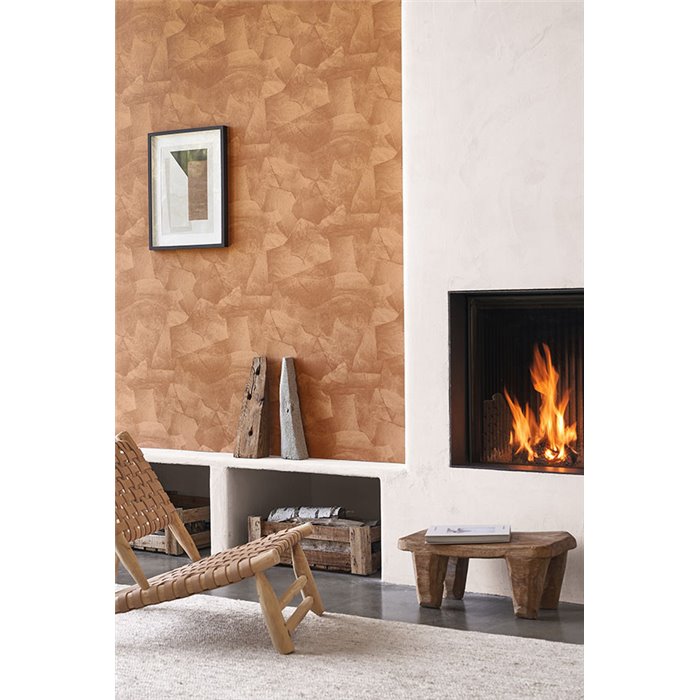 Casadeco|Tapete mit Terrakottabraunem Stuckeffekt, moderner Stil|Stuckimitat