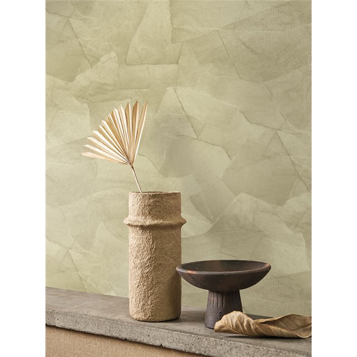 Casadeco|Papier peint stuc vert amande, style rustique moderne|Papier Peint