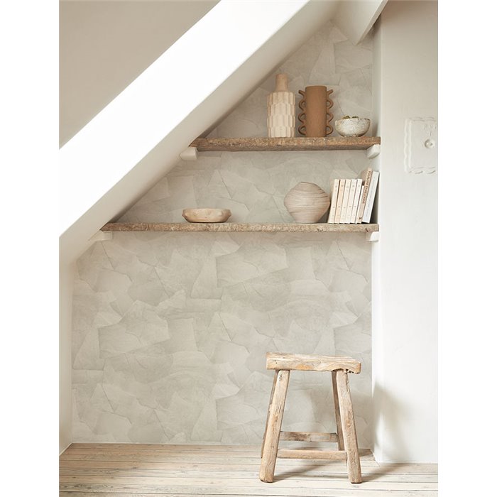 Papel pintado estilo rústico gris claro con un moderno efecto encalado - Casadeco Papercraft 89639208