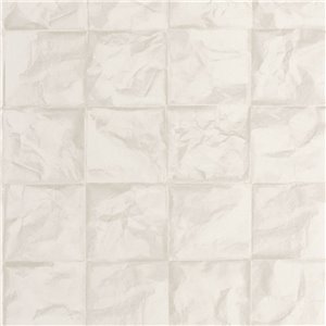 Casadeco|Papier peint style oriental gris clair avec carrés de papier froissé style origami|Papier Peint