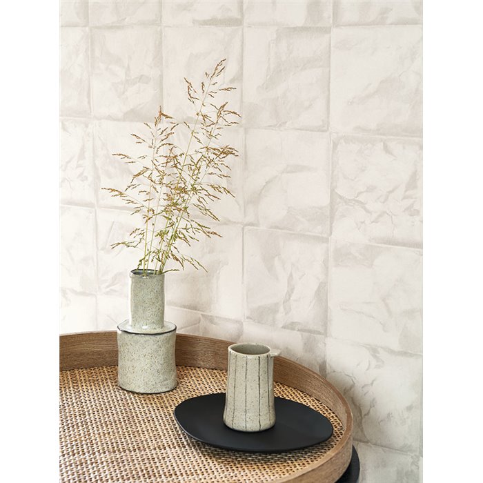 Casadeco|Tapete im japanischen Stil in Weiß, zerknitterter Origami-Papiereffekt|Tapeten