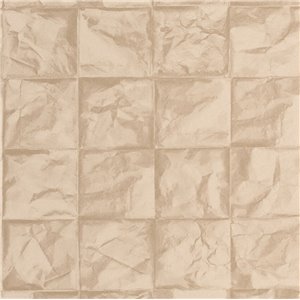 Casadeco|Papier peint style oriental gris clair avec carrés de papier froissé style origami|Papier Peint