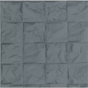 Casadeco|Papier peint style oriental gris clair avec carrés de papier froissé style origami|Papier Peint
