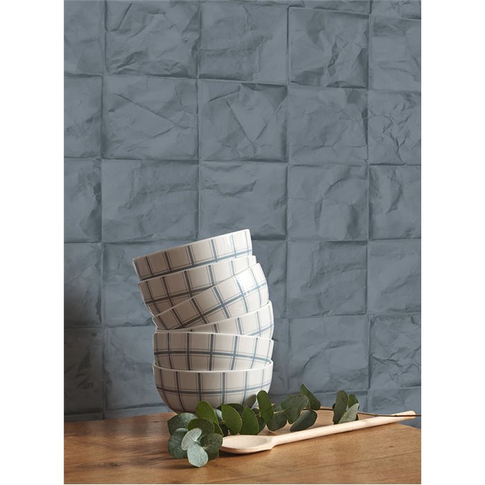 Casadeco|Papier peint style japonais bleu marine, effet froissé origami|Papier Peint