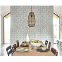 Casadeco|Light grey oriental-style wallpaper with crumpled origami paper squares|Wallpaper