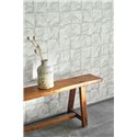 Casadeco|Light grey oriental-style wallpaper with crumpled origami paper squares|Wallpaper